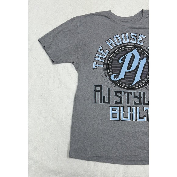AJ Styles WWE The House That AJ Built Wrestling T-Shirt Gray Men's Size XL - Picture 2 of 7